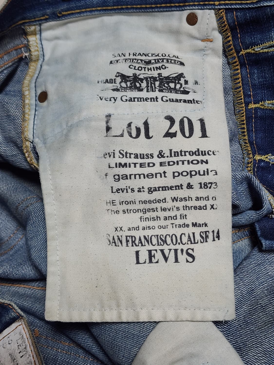 태국산 Levi's lot201 셀비지 데님 팬츠 상품이미지7