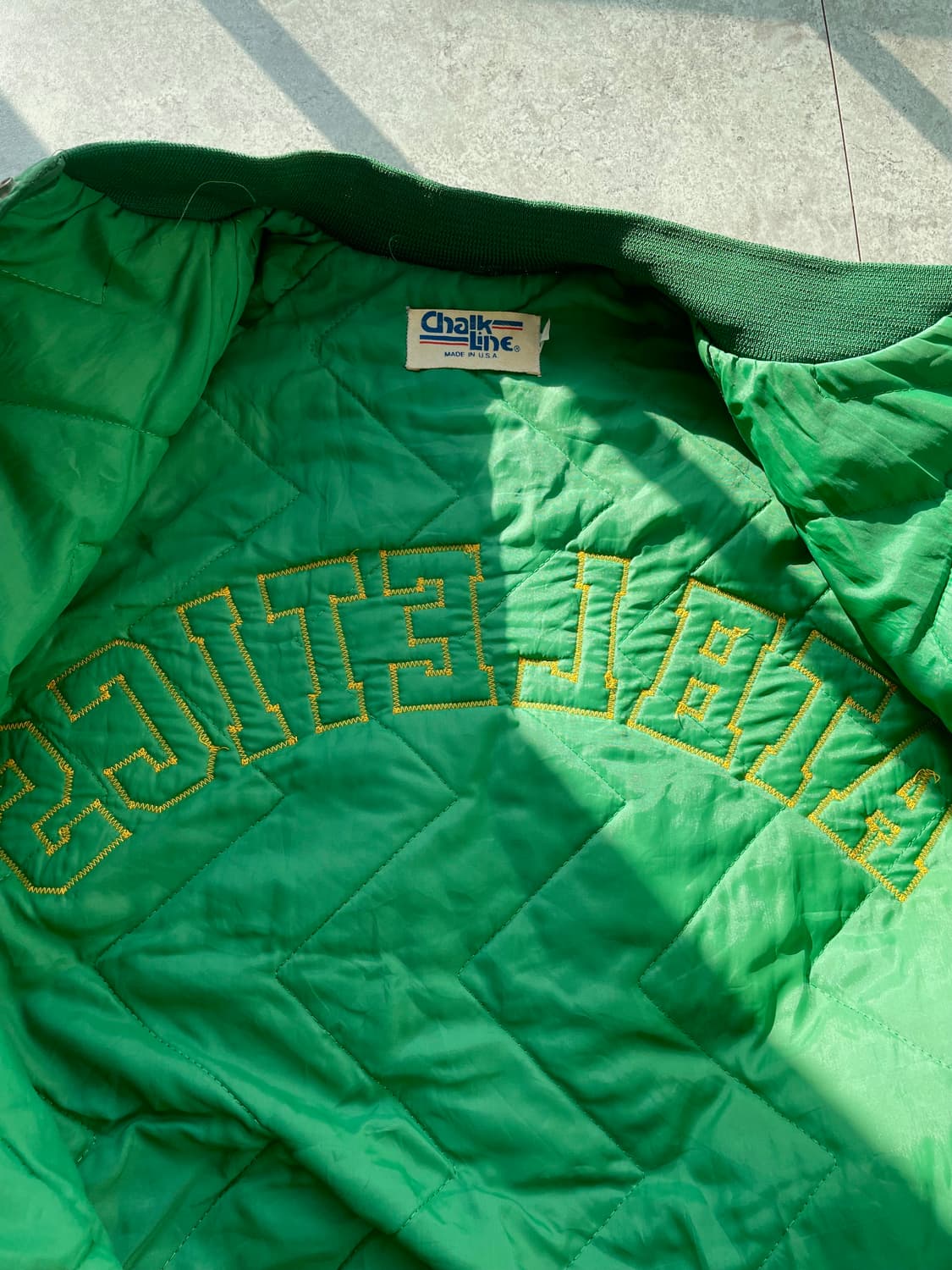 초크라인 오클랜드 아틀레틱스 세틴봄버자켓 상품이미지8