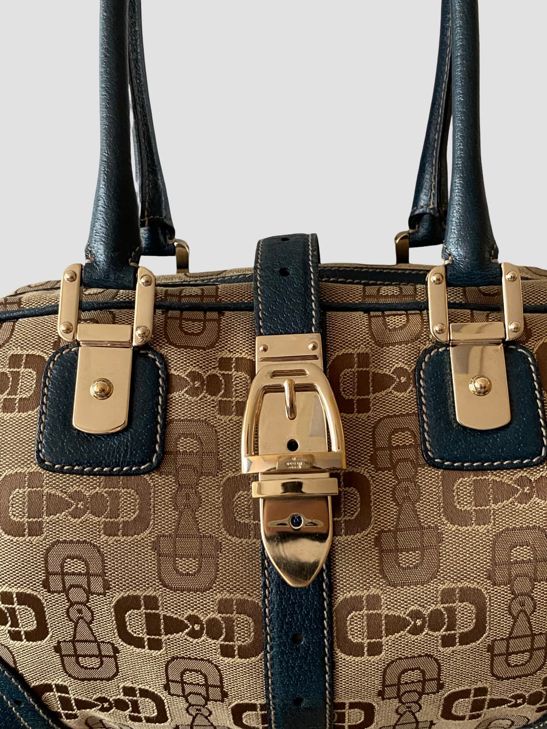 [구찌(Gucci)]블루 모노그램 캔버스 레더 트림 핸드백(정품) 상품이미지3