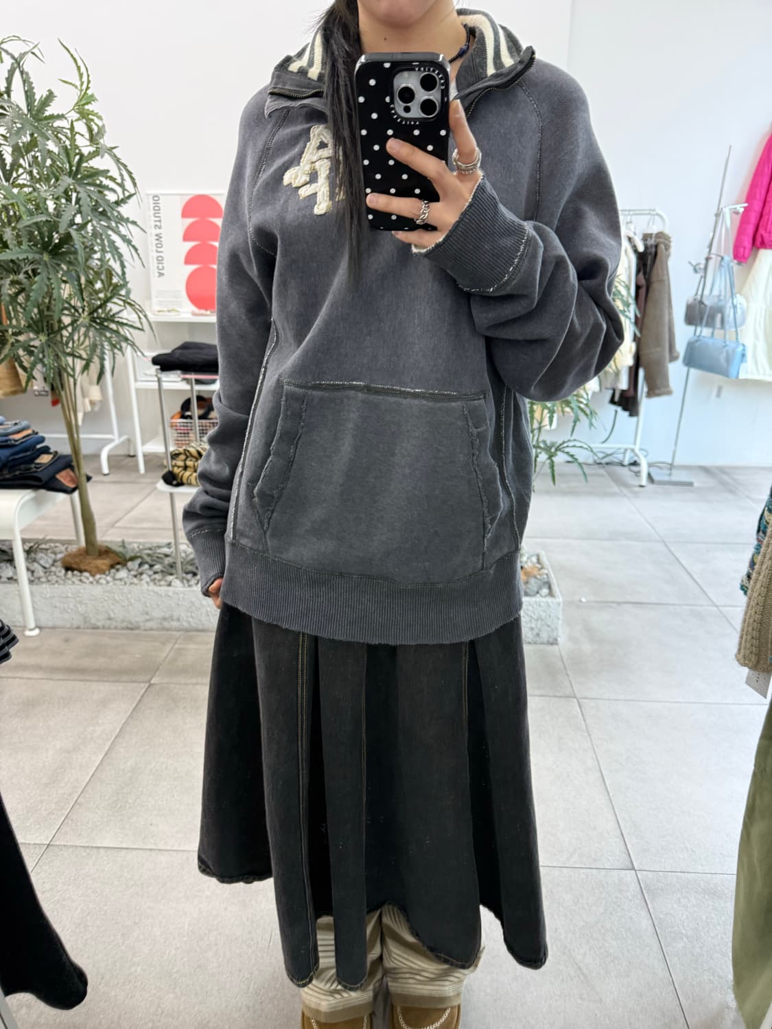 아베크롬비 머슬핏 워시드데님 차콜 블루 반집업 긴팔티 상품이미지1