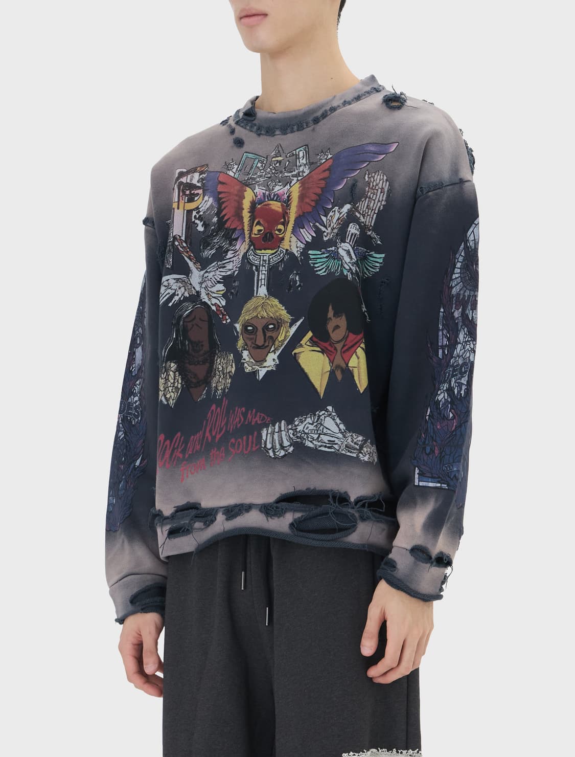 (L) 후디사이즈워 스컬 데미지 스웻 상품이미지3