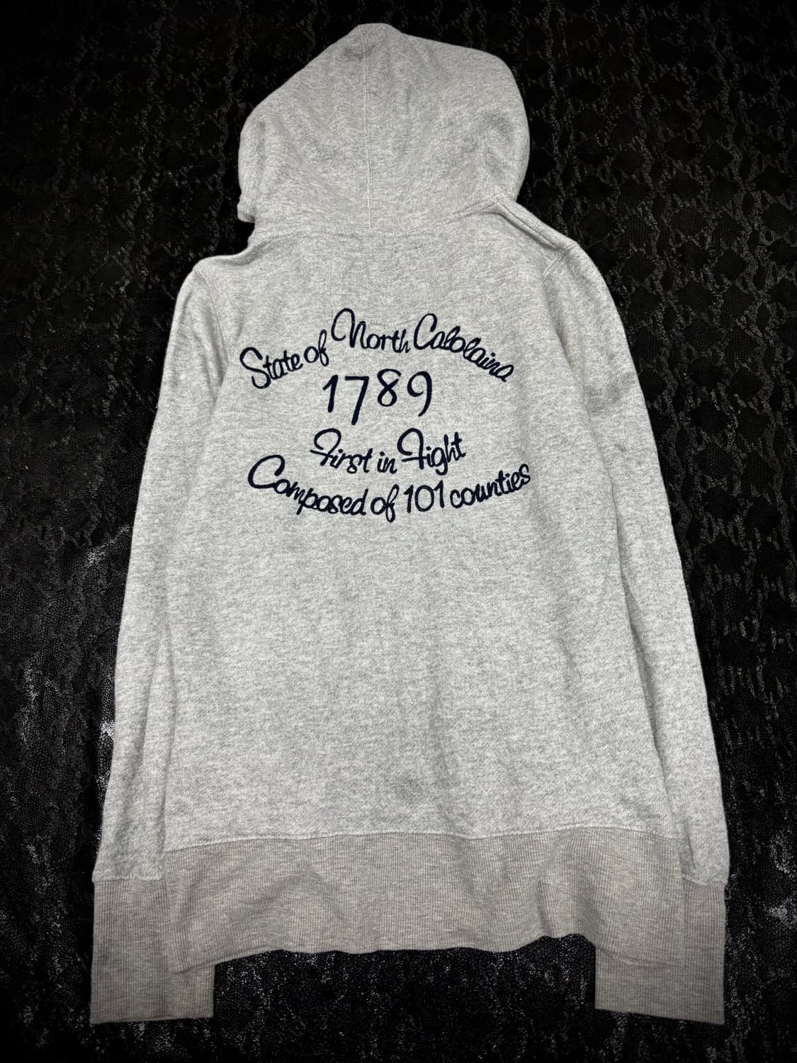 “Vintage”Y2K Print Grey 2-way Hoodie Zip 상품이미지6