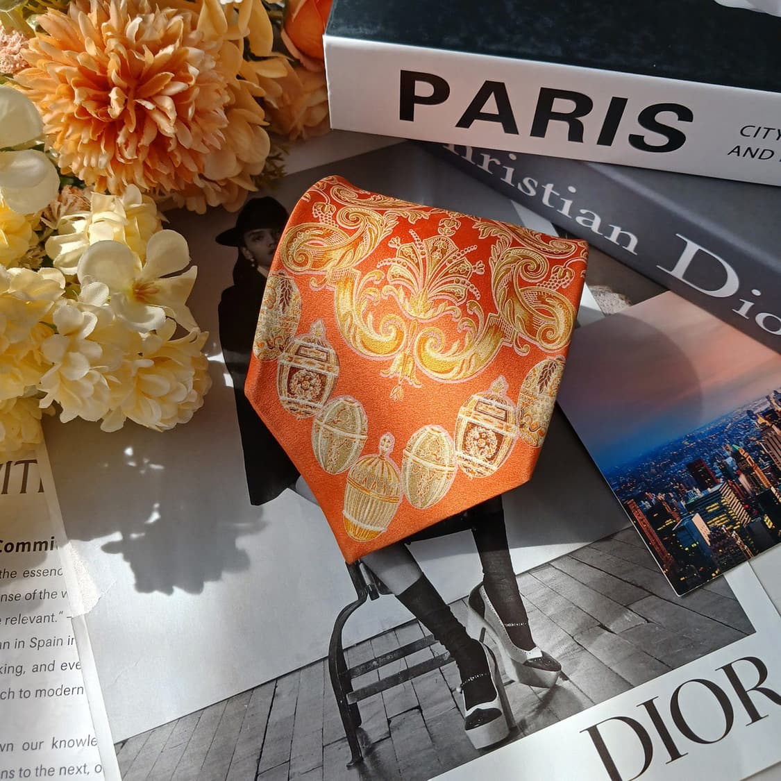 지안프랑코 페레 실크 오렌지 페이즐리 넥타이 9.7cm A+등급 G7
 상품이미지3