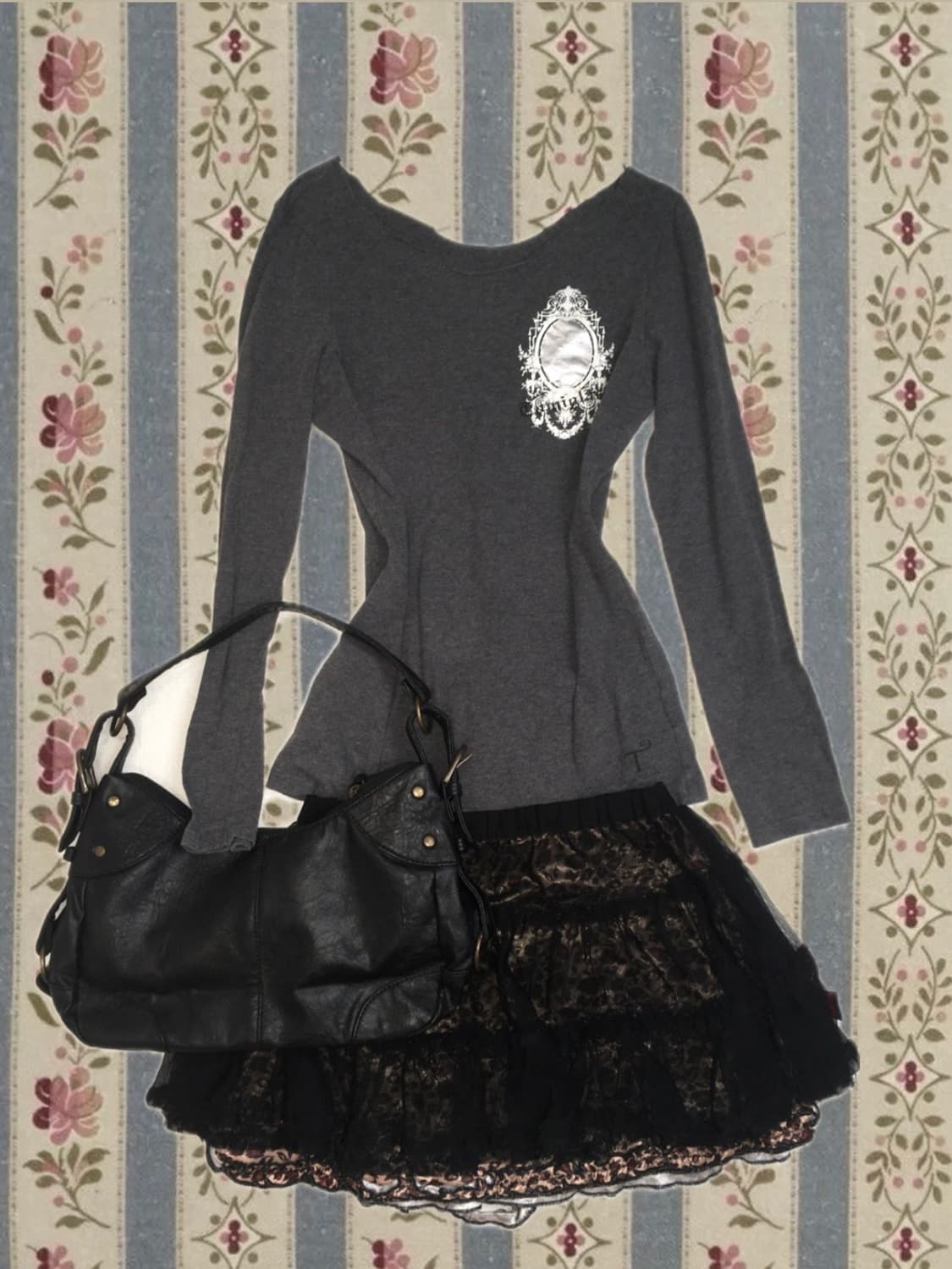 jpn vintage charcoal off shoulder silver 상품이미지4