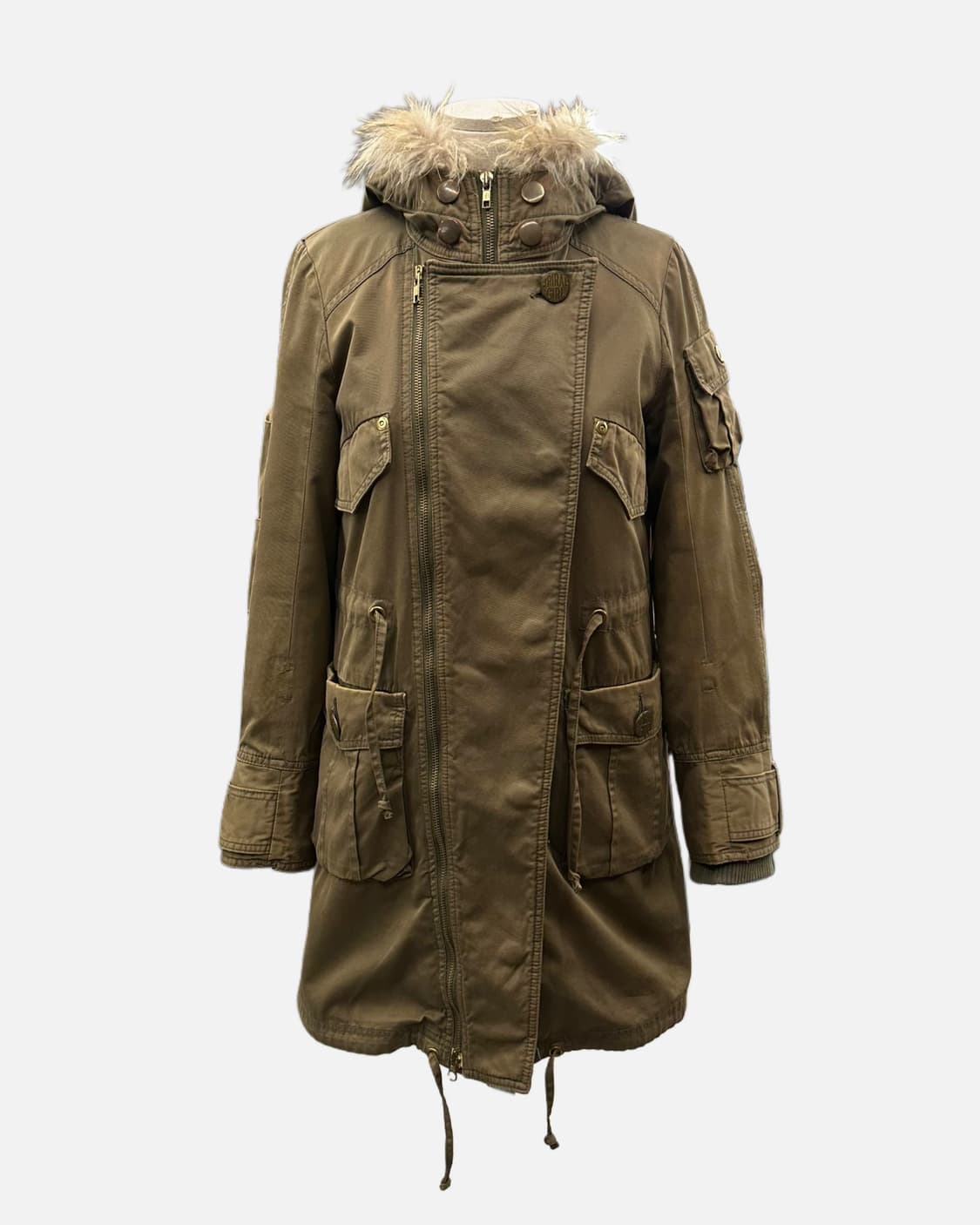 SPIRAL GIRL khaki fur hood parka 상품이미지8
