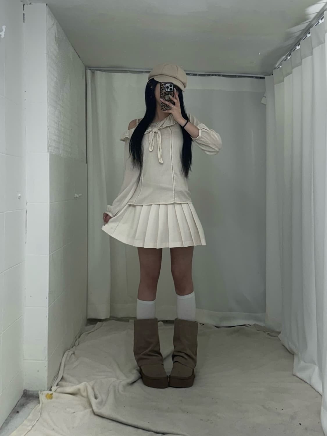 베이지 브라운 오네 아야네깔 라떼 갸루 코디세트  상품이미지3