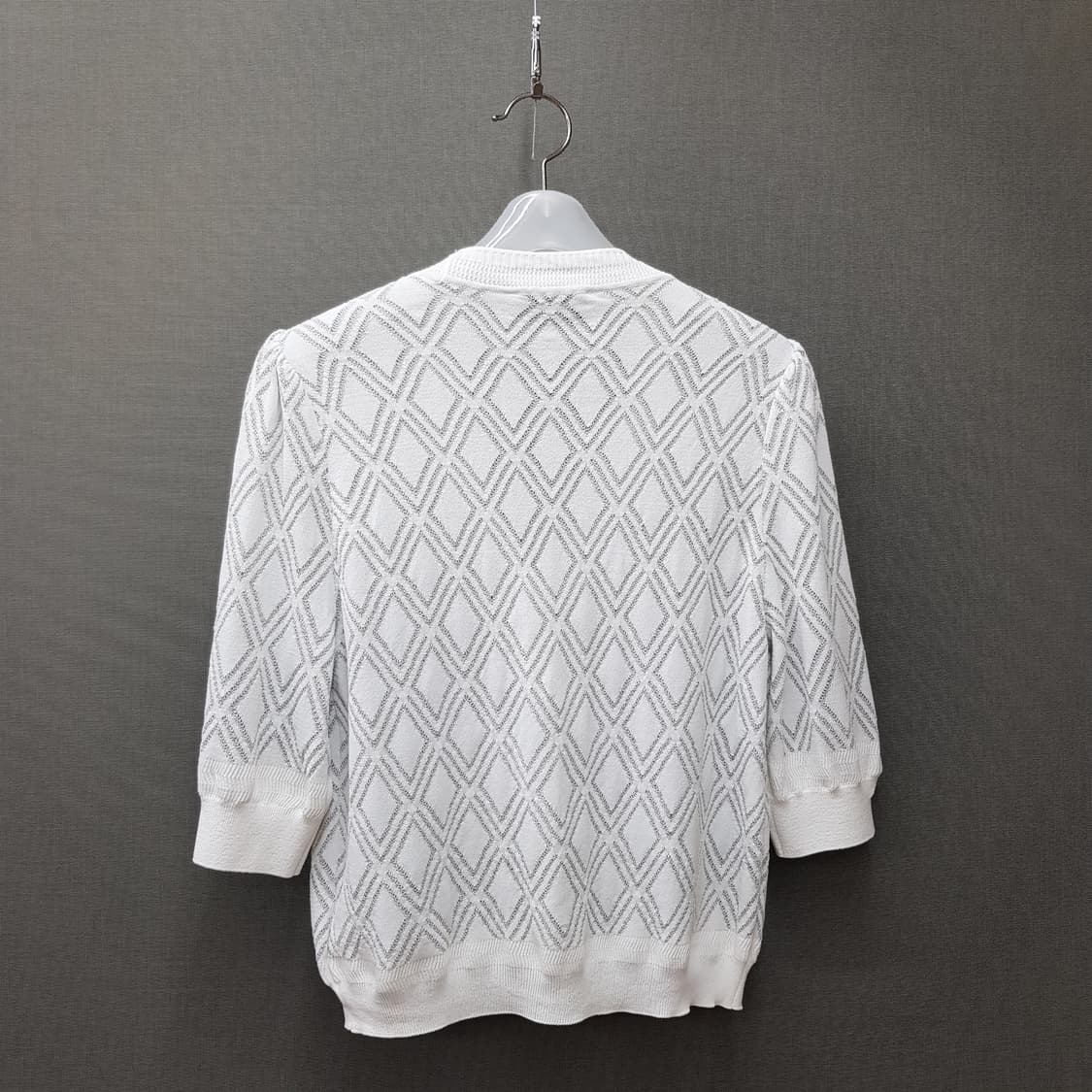 베르니스 2023 다이아 패턴 니트 반팔 가디건 XS사이즈 상품이미지4