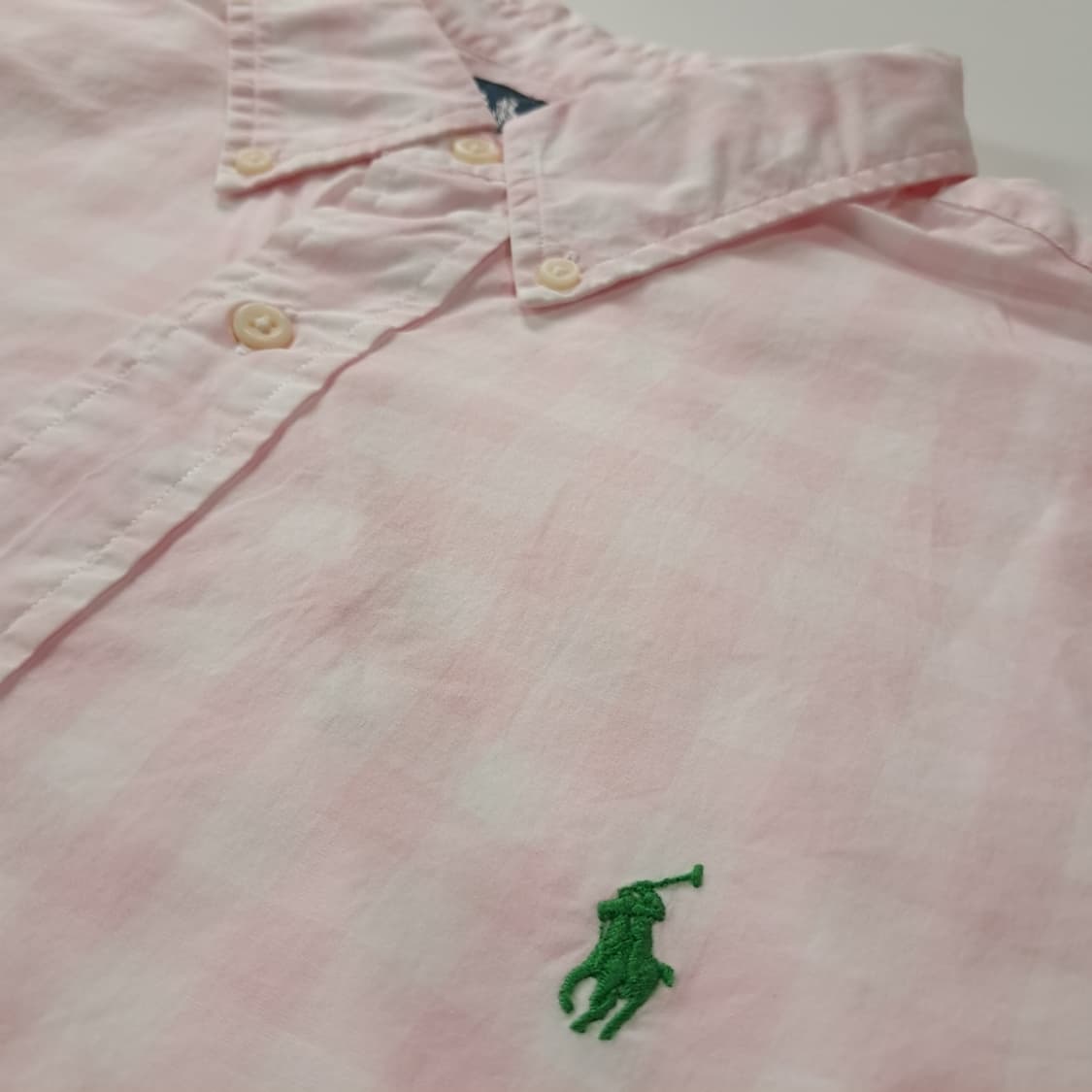 CK660 XL 폴로 00s 베이비핑크 깅엄체크 반팔 셔츠 남방 상품이미지4