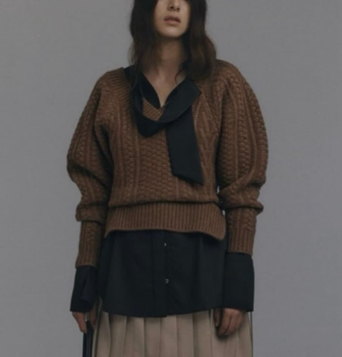 recto 렉토 캐시미어니트+타이블라우스 상품이미지1