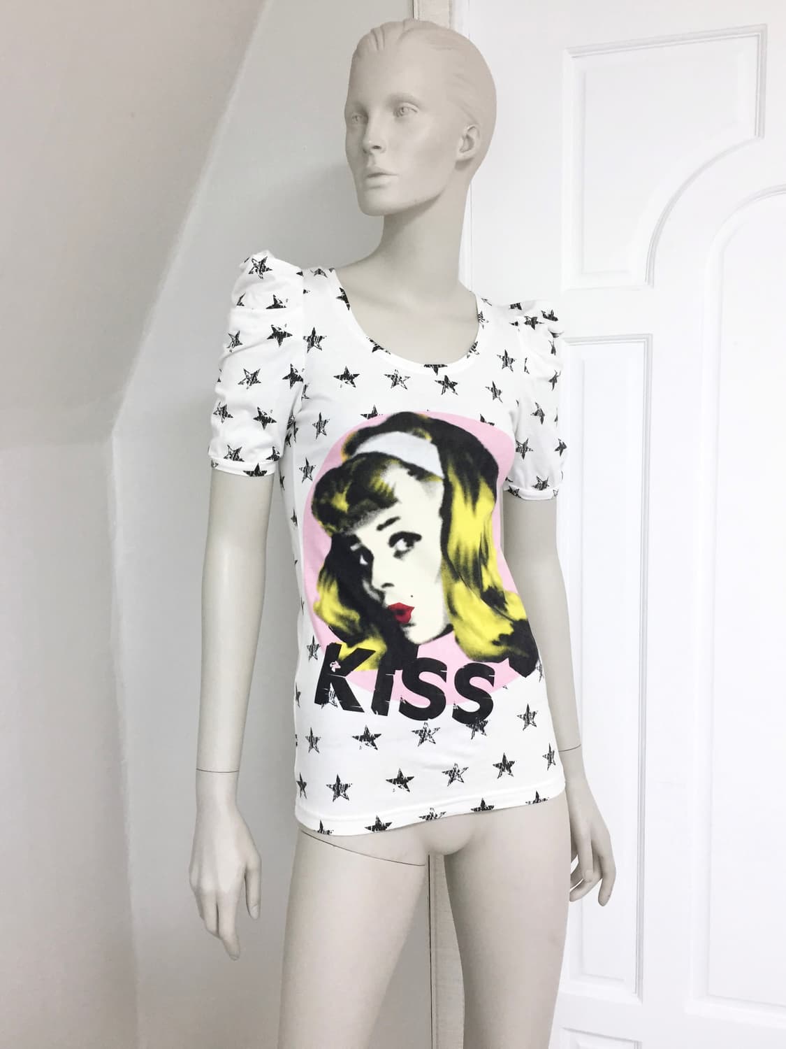 Vintage Printing Kiss Star Puff T-shirts 상품이미지1