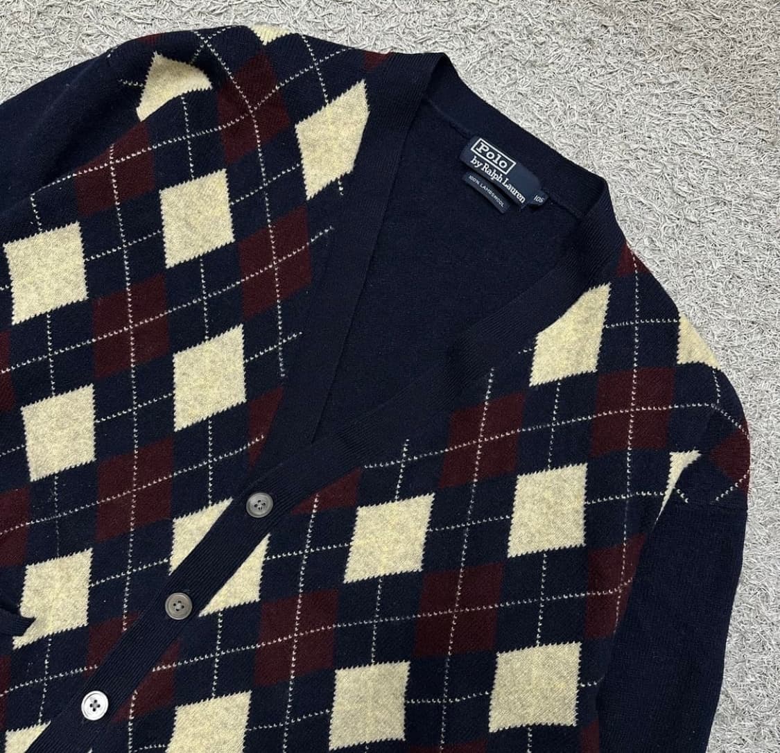 폴로 랄프 로렌 0Os 아가일패턴 가디건 네이비 상품이미지1