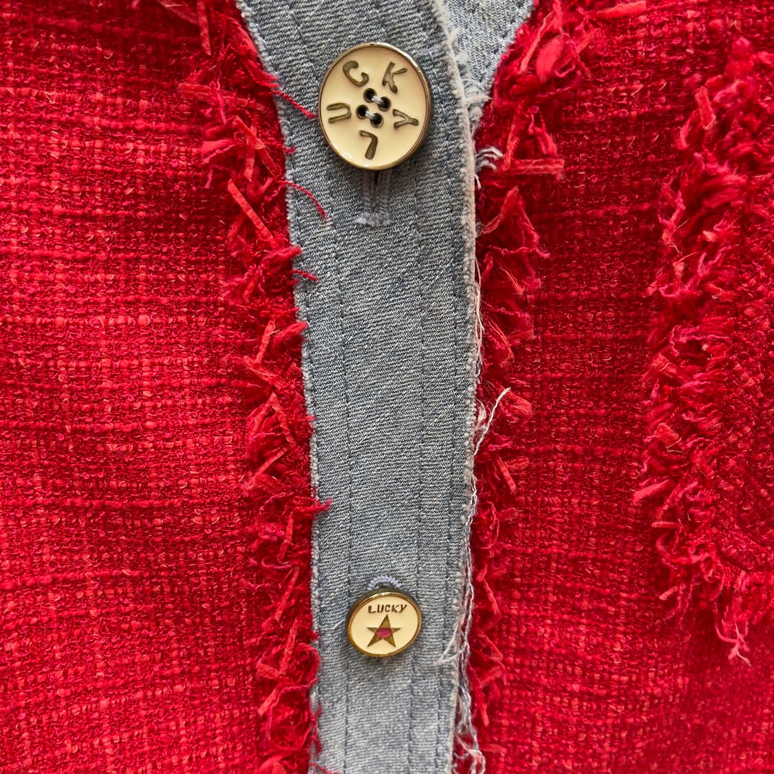 럭키슈에뜨 트위드 데님 배색 베스트 상품이미지3