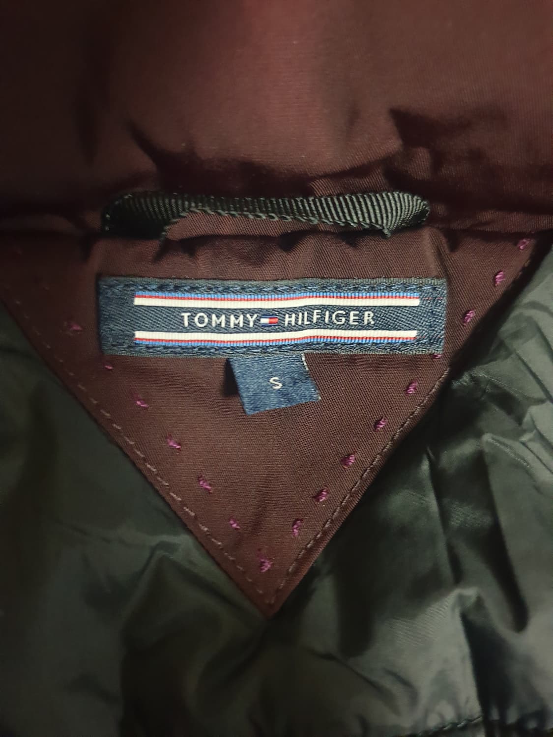 타미힐피거 후드 패딩 야상 버건디색 (S) 상품이미지3