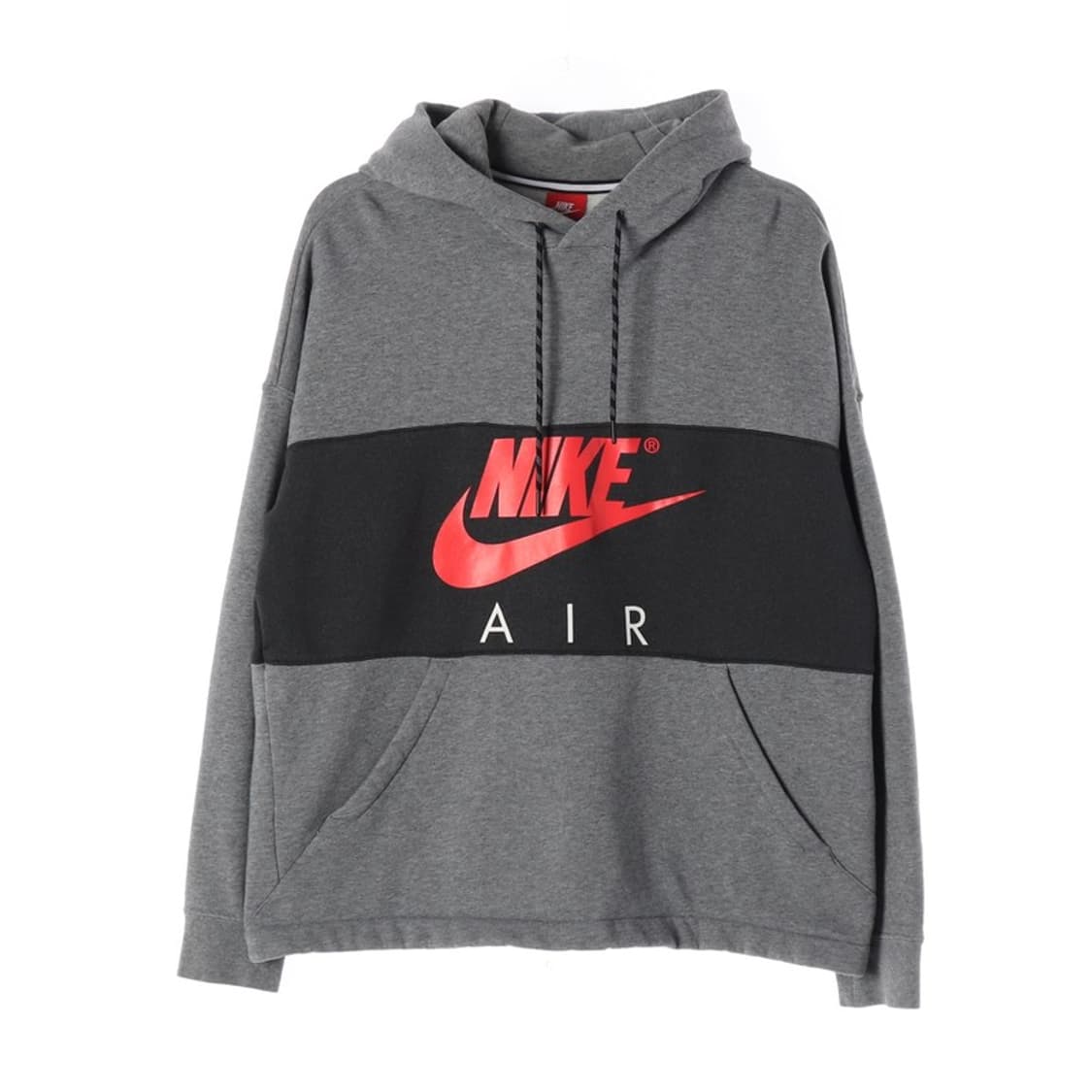 나이키 에어 빅로고 블랙 그레이 배색 기모 후드티 XXL 상품이미지1