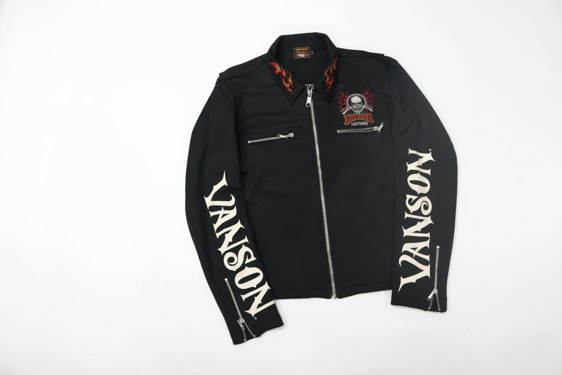 VANSON 밴슨 파이어 자수 스컬 그래픽 저지 라이더 자켓 (XL) 상품이미지2