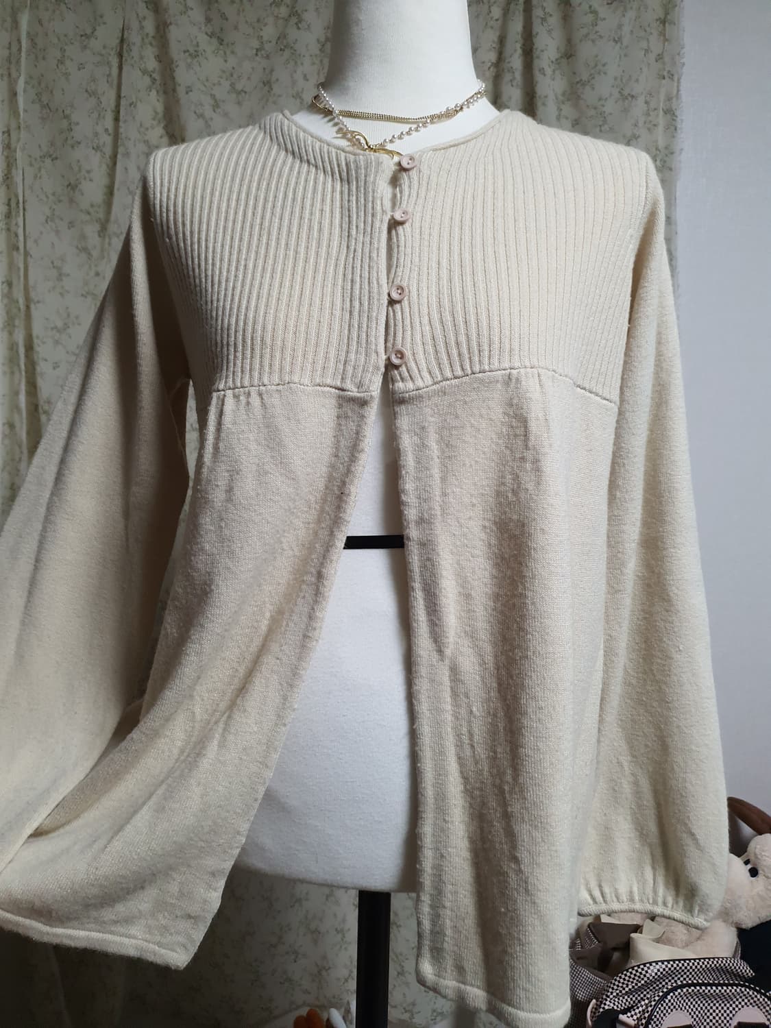 [모리걸] 아이보리 니트 가디건 상품이미지2