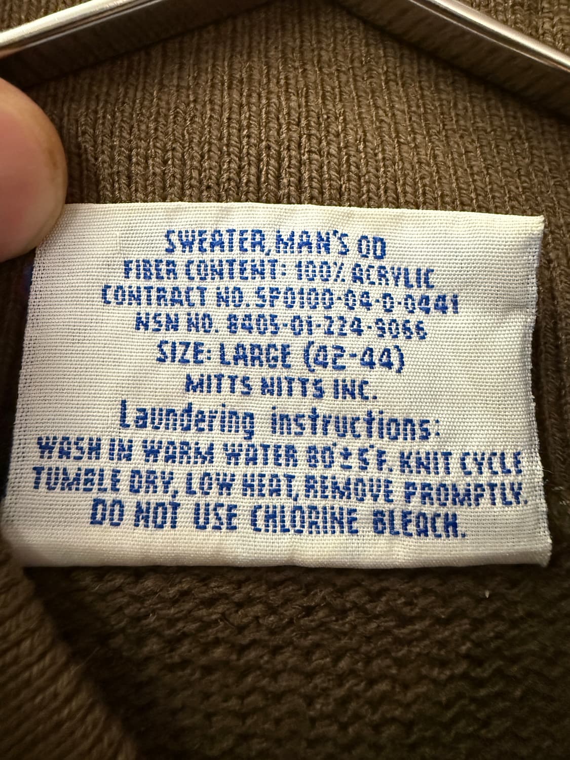 미군 DSCP 군납 헨리넥 커맨드 스웨터 L 상품이미지3