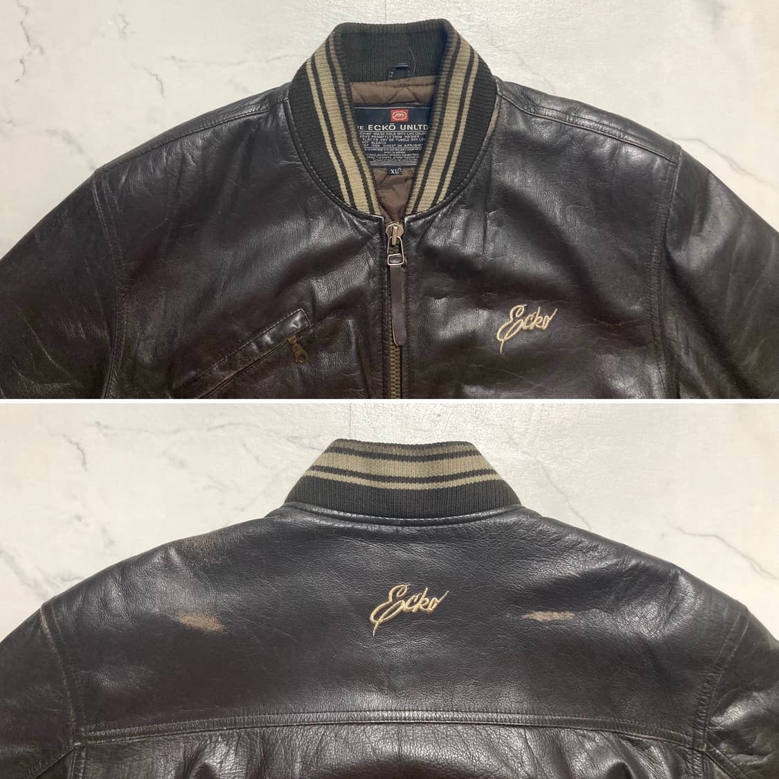 90s 에코 언리미티드 소가죽 레더 봄버 자켓 105-110 상품이미지5