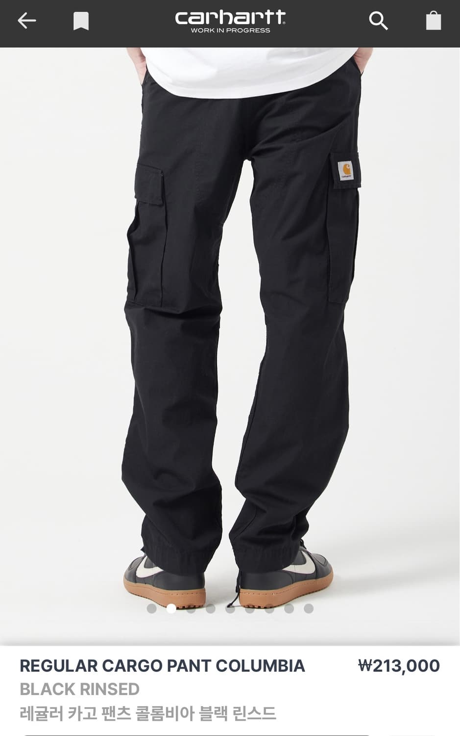 칼하트 레귤러 카고 팬츠 콜롬비아 블랙 린스드 상품이미지1