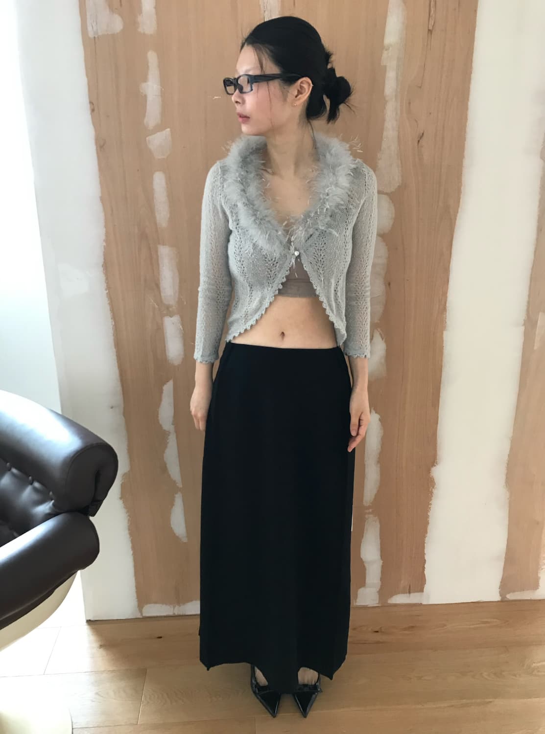 vintage grey mohair cardigan 상품이미지3