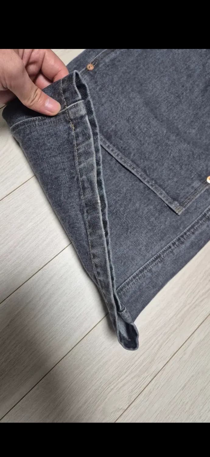 캐피탈 14온즈 데님 더블 니 이지 배기 팬츠 블랙 키나리 상품이미지4