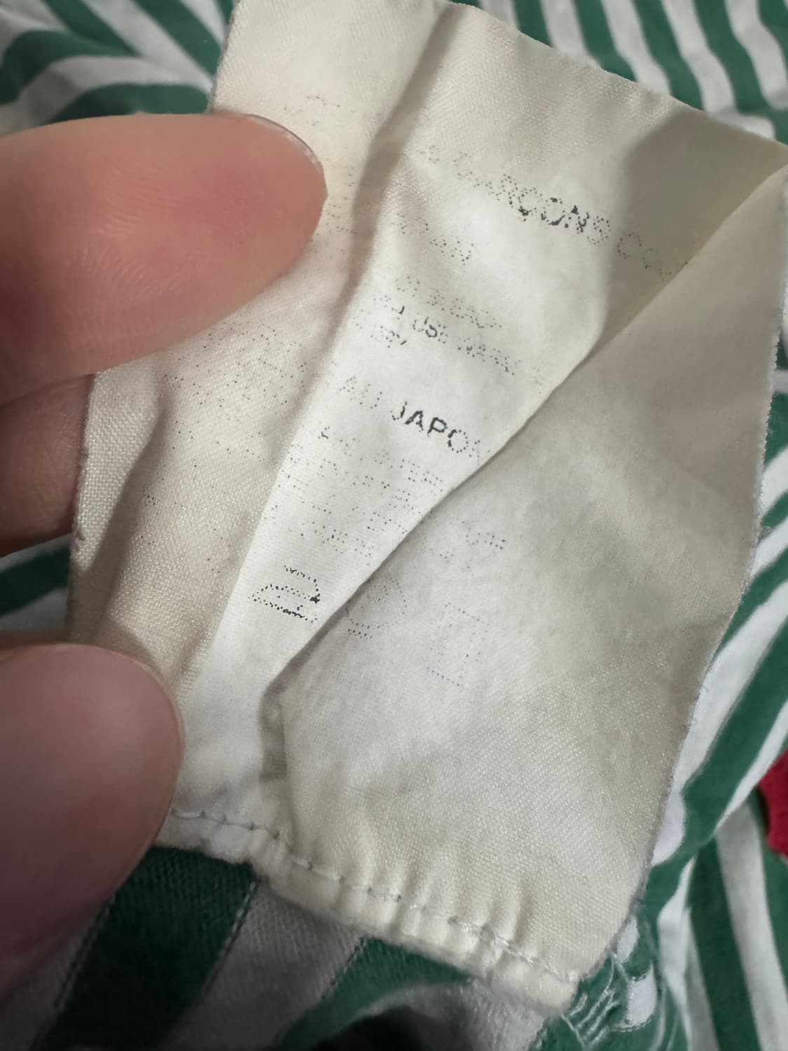 정품!! 여성 꼼데가르송 스트라이프 긴팔 티셔츠 S 그린 상품이미지5