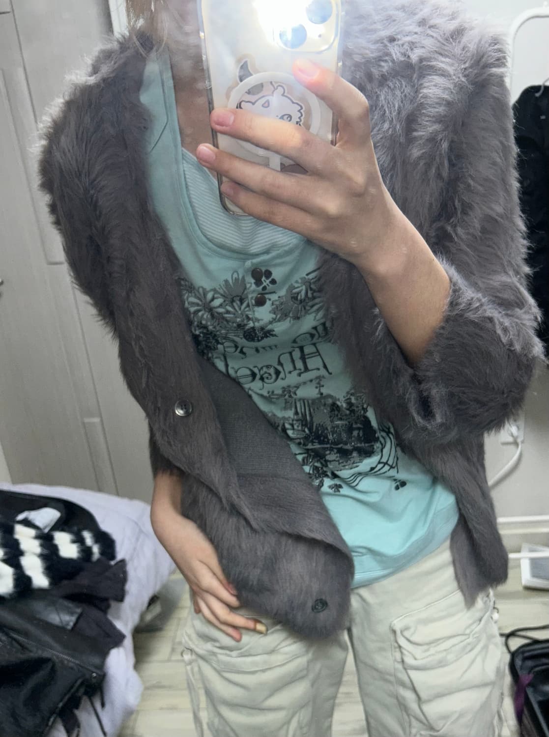 그레이 퍼 가디건 상품이미지1