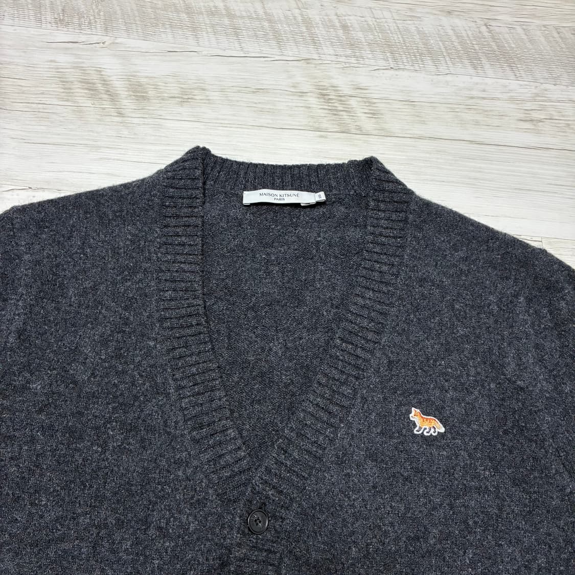 2XL 메종키츠네 남성 다크그레이멜란지 차콜  베이비폭스 가디건 상품이미지3