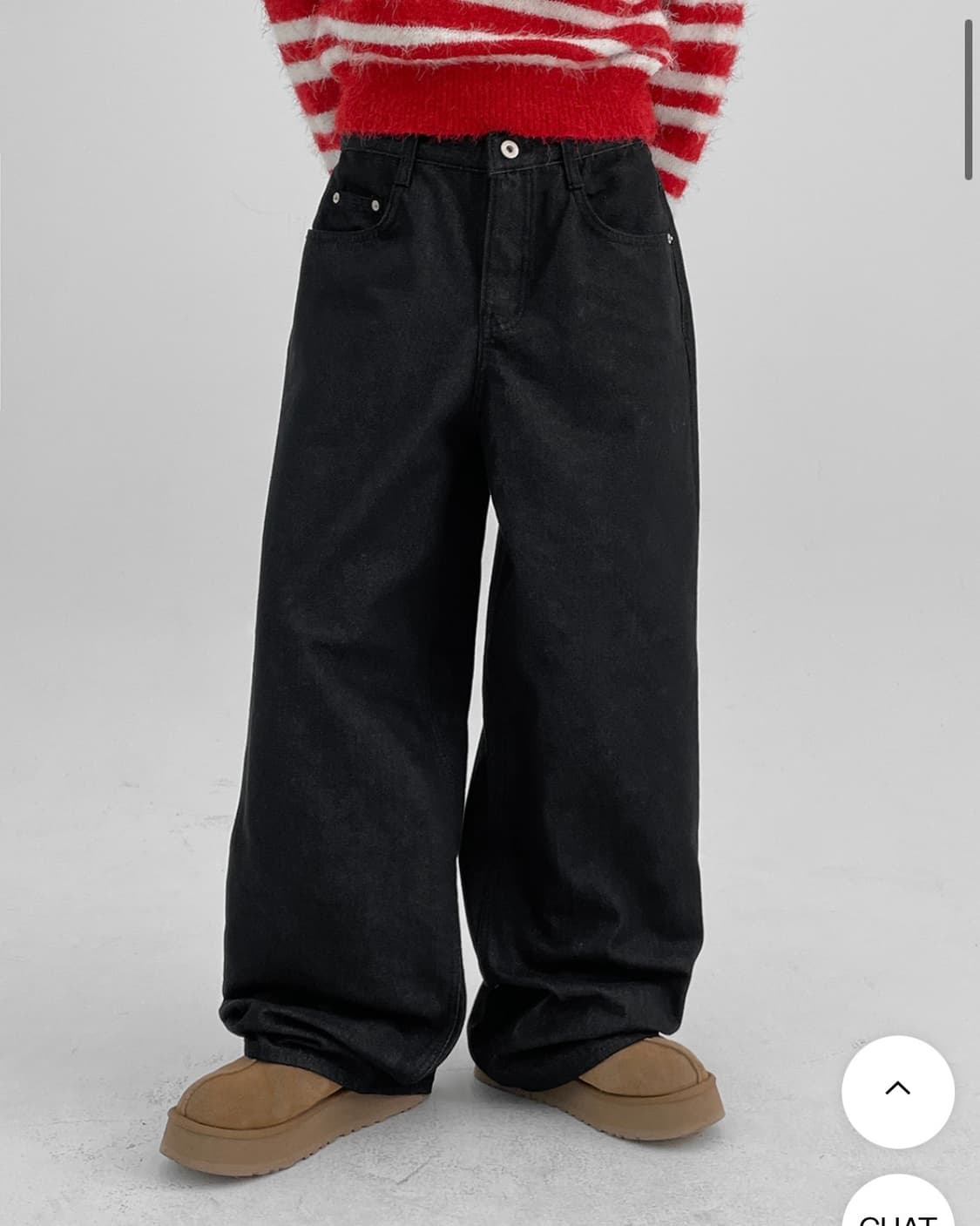 블랙업 진청 첼신더 스트랩 와이드 데님팬츠 상품이미지1