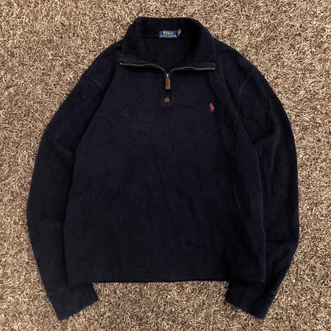 폴로 랄프로렌 네이비 반집업 코튼 니트 상품이미지2