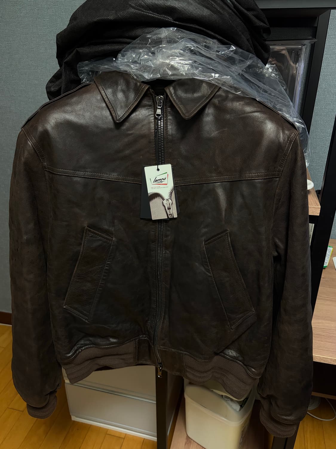 Dnsr 프리미엄 람포 레더 자켓 브라운 L 상품이미지3