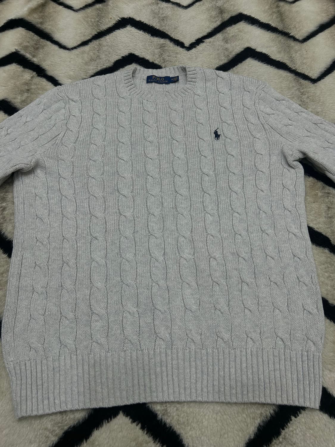 [M]폴로랄프로렌 라운드 꽈배기 니트/라이트그레이 상품이미지3