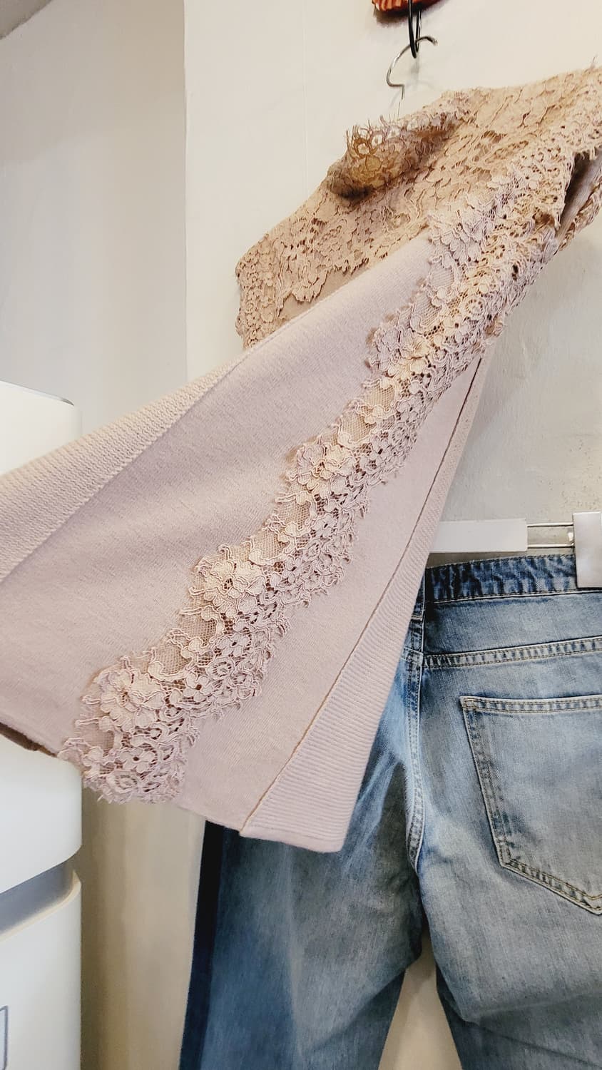 써스데이아일랜드 리치울 체크자켓.더아이잗 레이스니트탑 상품이미지10