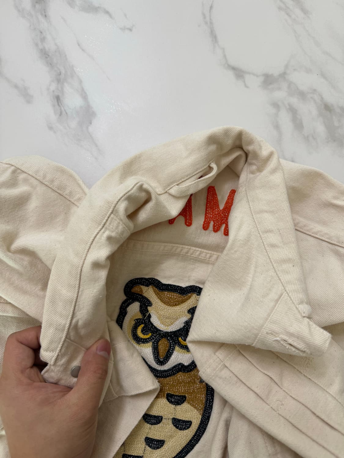 [L]휴먼메이드 내츄럴 데님 워크자켓 화이트 부엉이 상품이미지5