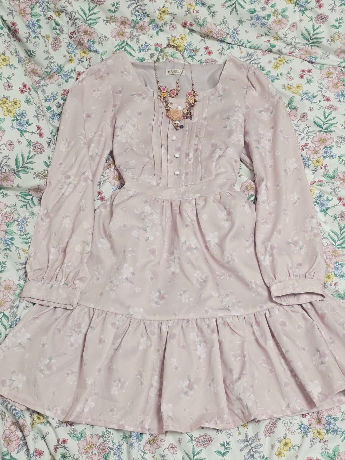 엑시즈팜 일본빈티지)플로럴 사쿠라 핑크 로맨틱 히메갸루stc 양산형원피스 상품이미지3