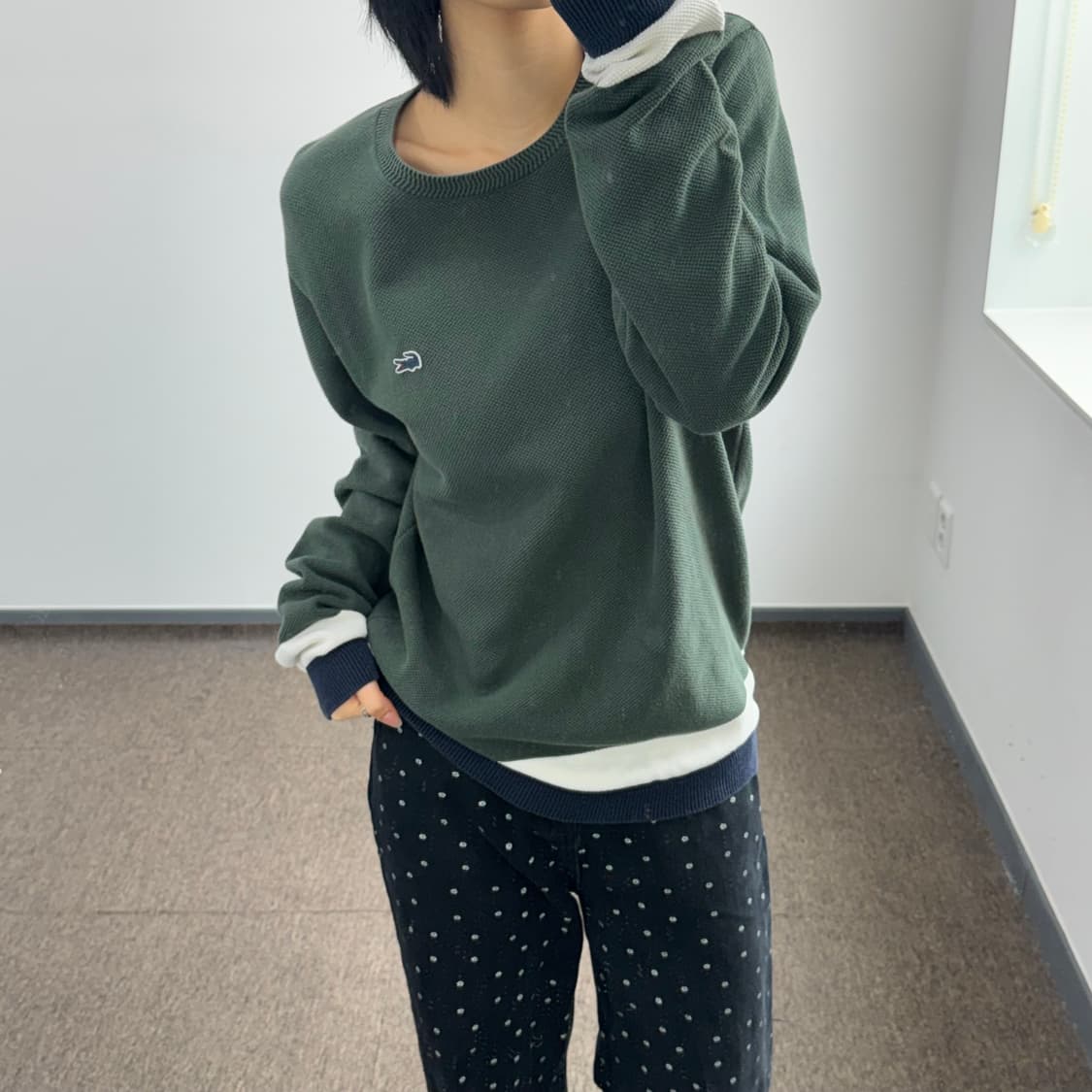 Lacoste 라코스테 스몰로고 다크그린 와플 니트 상품이미지2