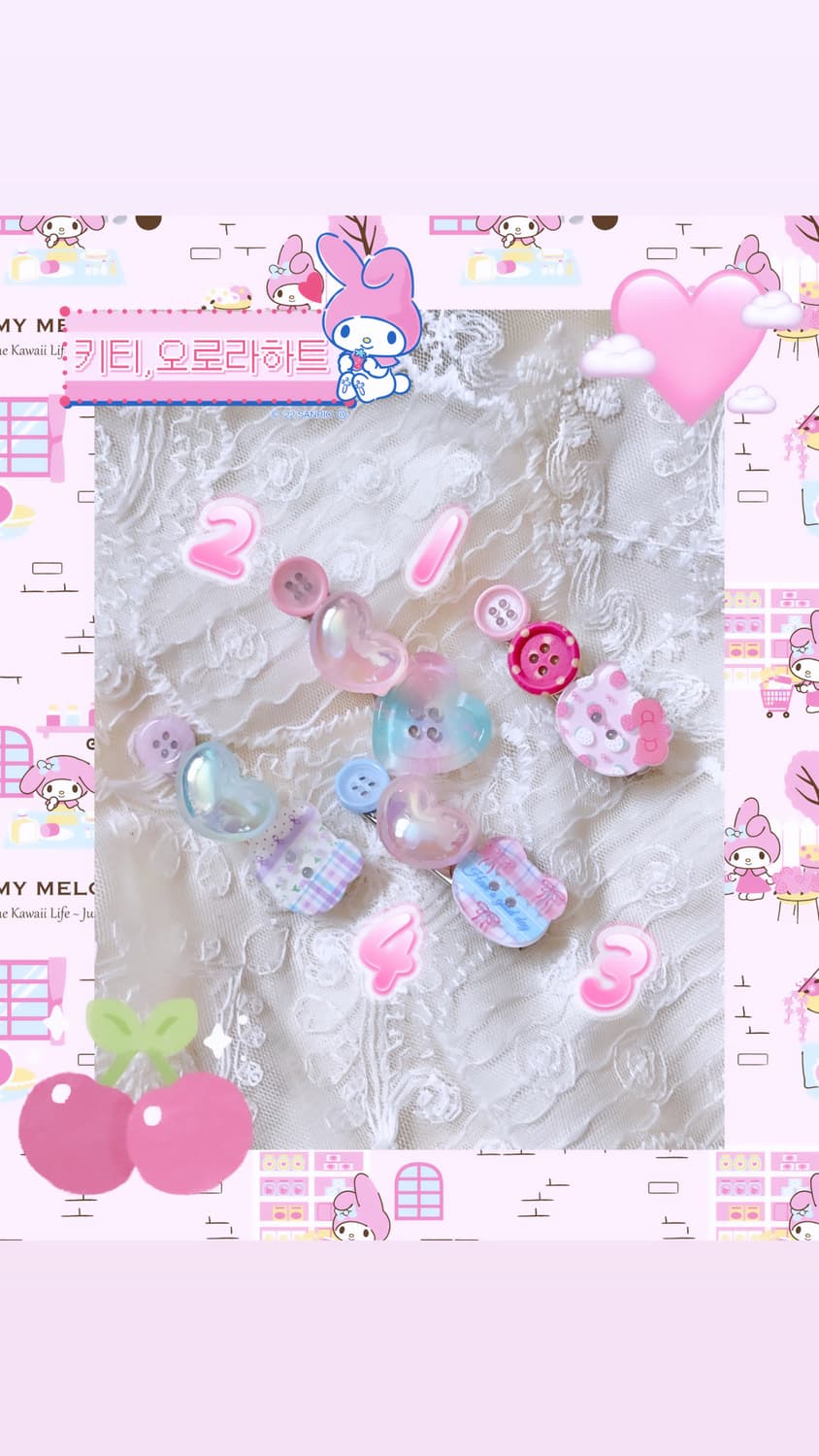 핸드메이드 단추 헤어삔 🍏💕모리 히메갸루 라떼갸루 모리걸 상품이미지3