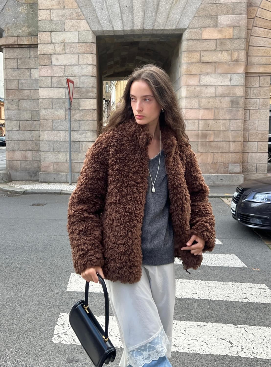 And you 앤유 하이넥 퍼자켓 (초콜릿) 상품이미지4