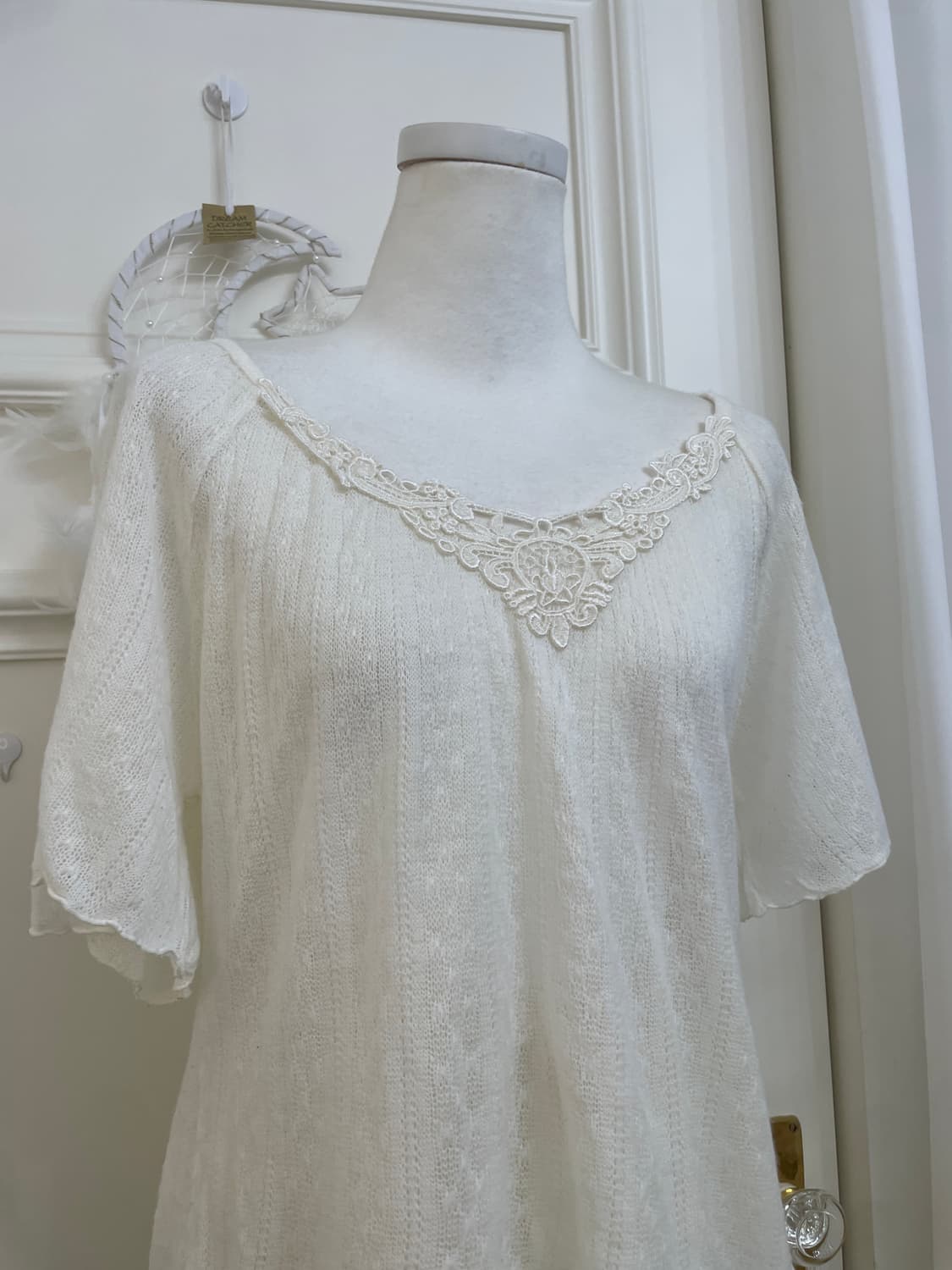 ivory lace point mori knit top(size-L) 상품이미지6