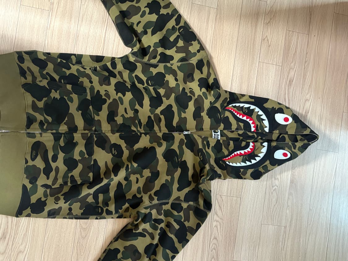 베이프 샤크 풀 집 후드 아미 그린 상품이미지3