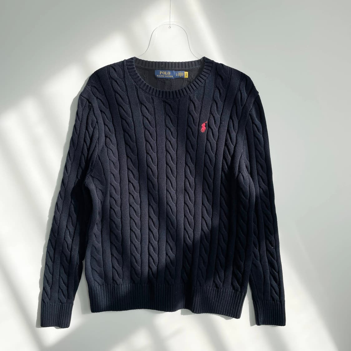 C1 폴로 케이블 니트 코튼 크루넥 스웨터 100사이즈 상품이미지1