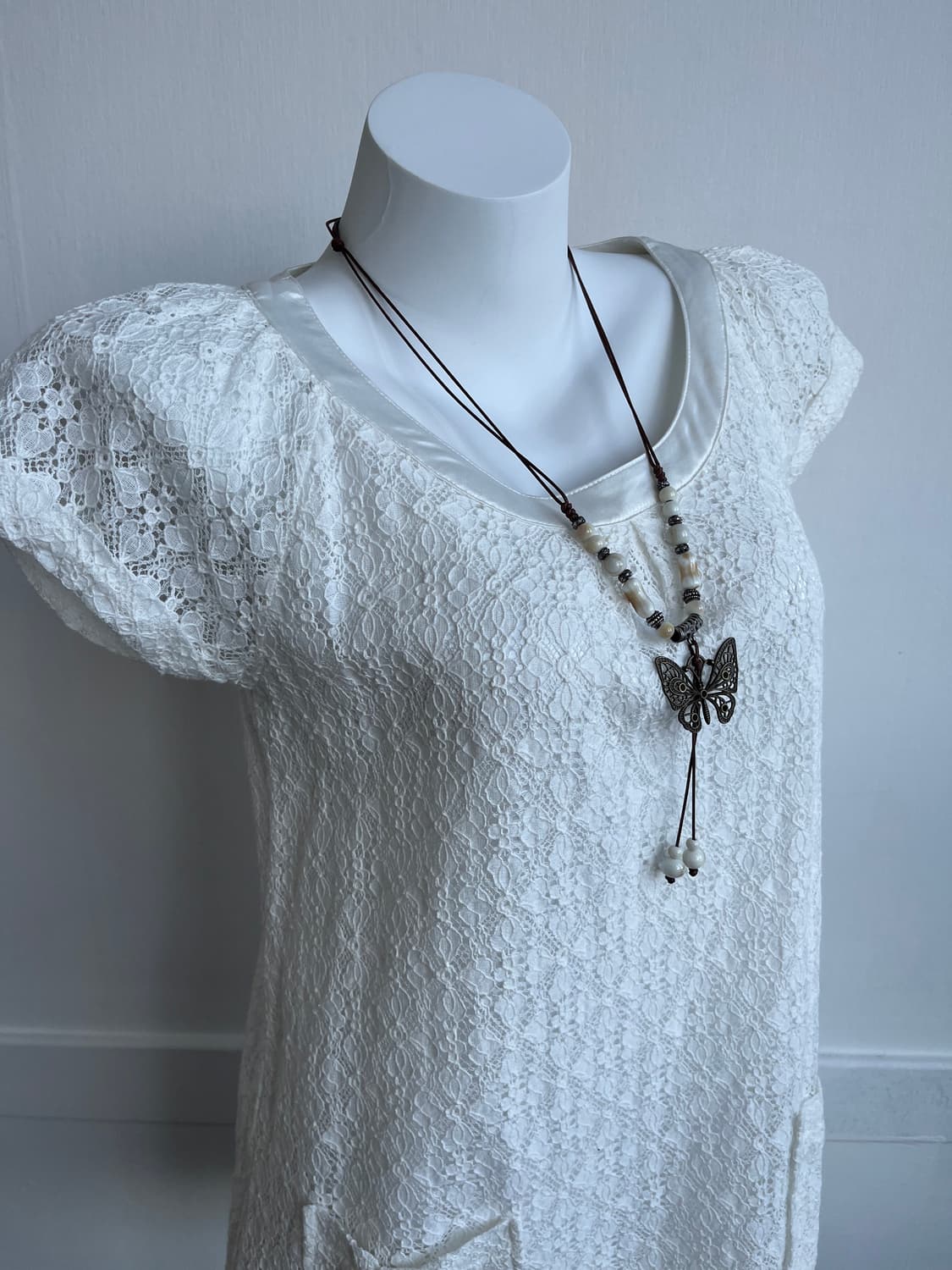 레이스 새틴 포켓 라글란 탑 상품이미지2