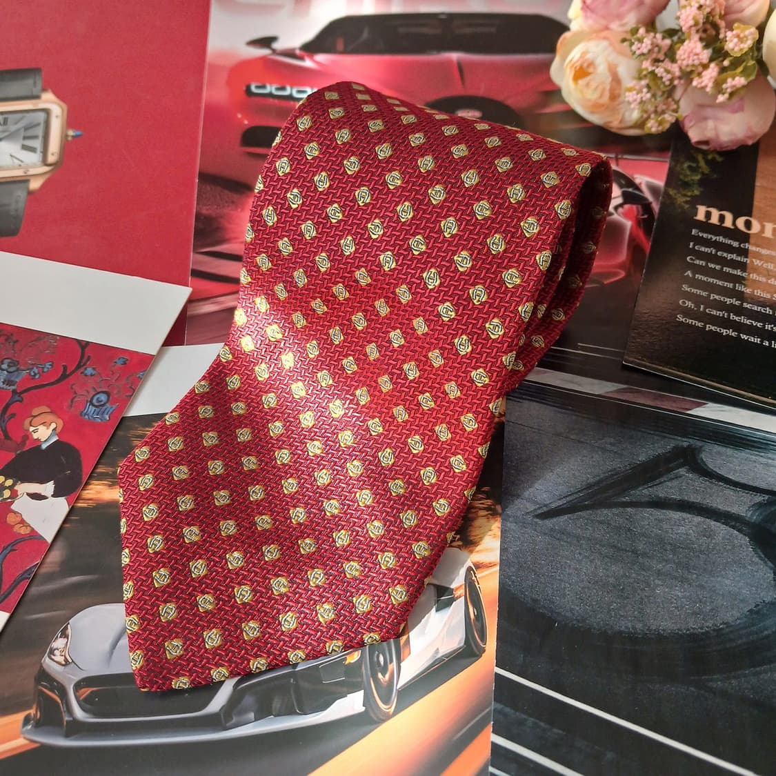 아이그너 실크 레드 로고 자카드 넥타이 9.1cm A+등급 a19095
 상품이미지2