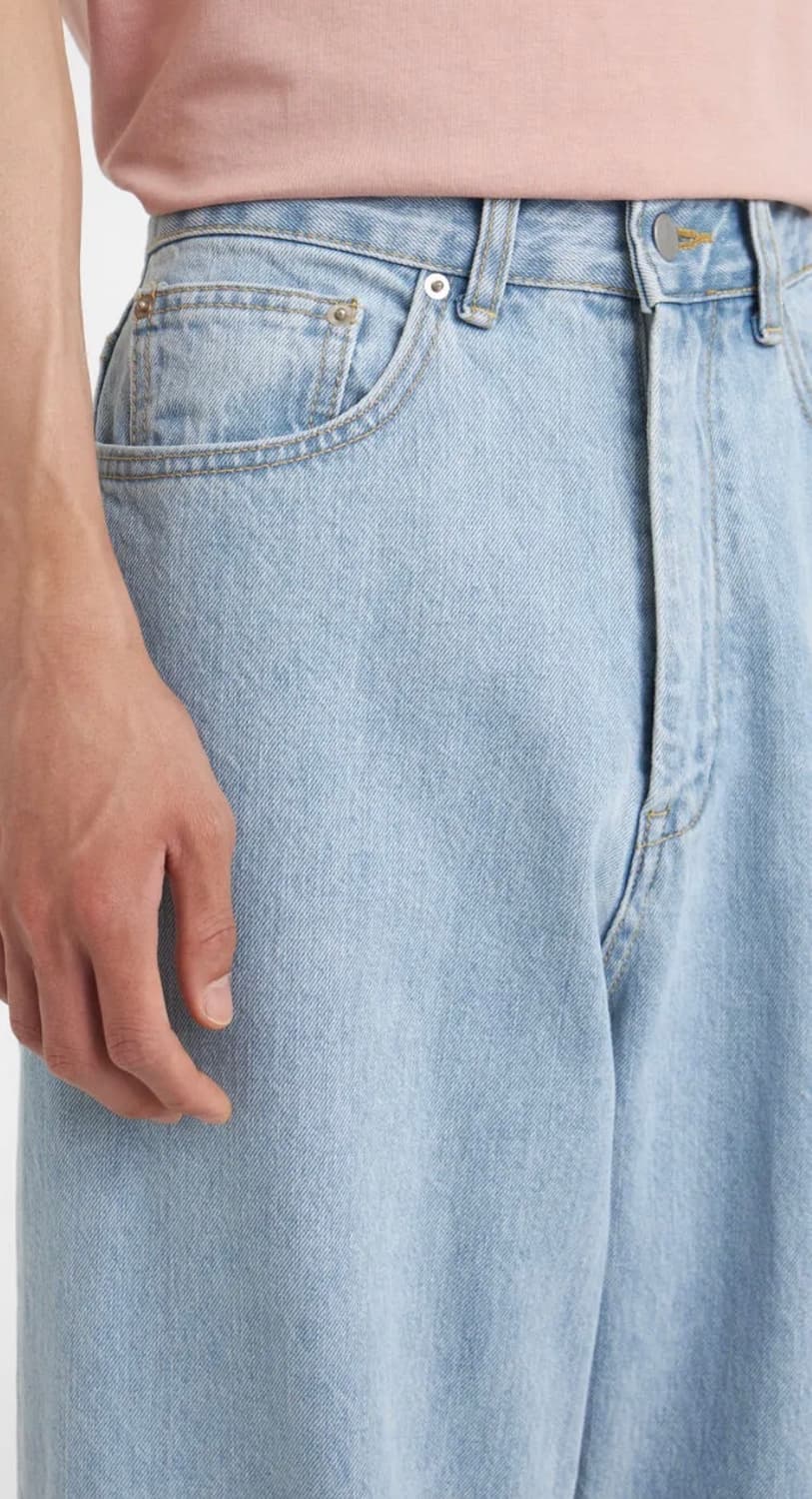 유스 와이드 데님 팬츠 라이트 블루 상품이미지2