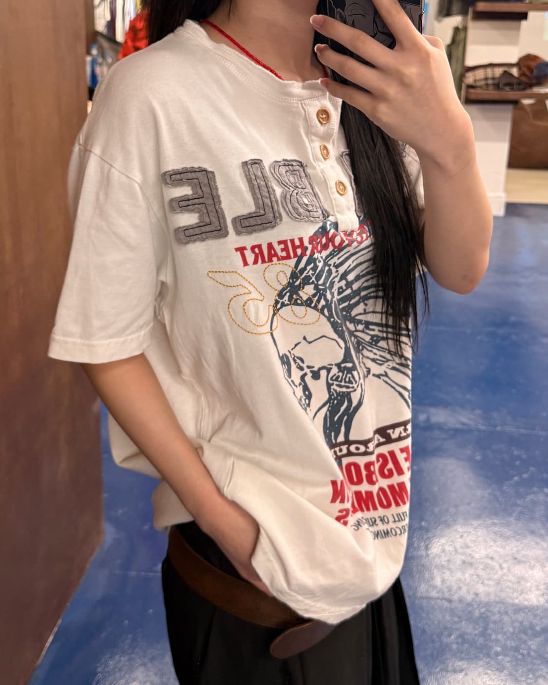 hippie 스페이스 오페라 버튼 반팔티 상품이미지2