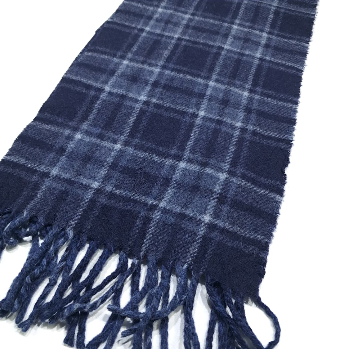 MX637 폴로 90s 이태리판 울 양면체크헤링본 네이비 머플러목도리 상품이미지6