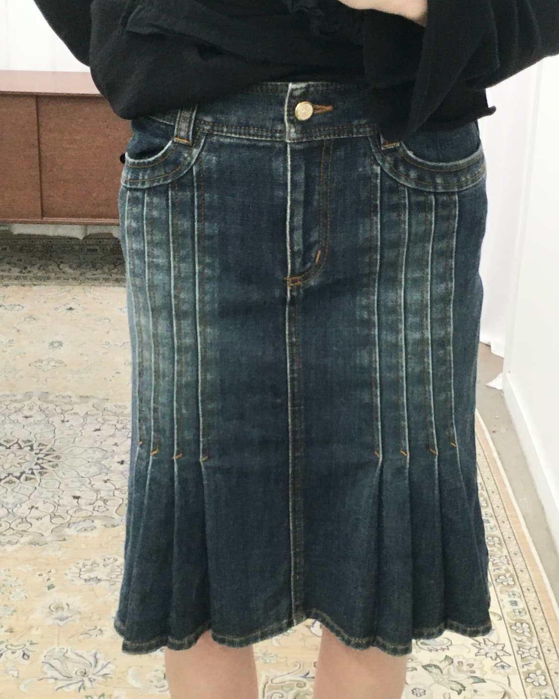 데님 머메이드 미디 스커트 상품이미지1