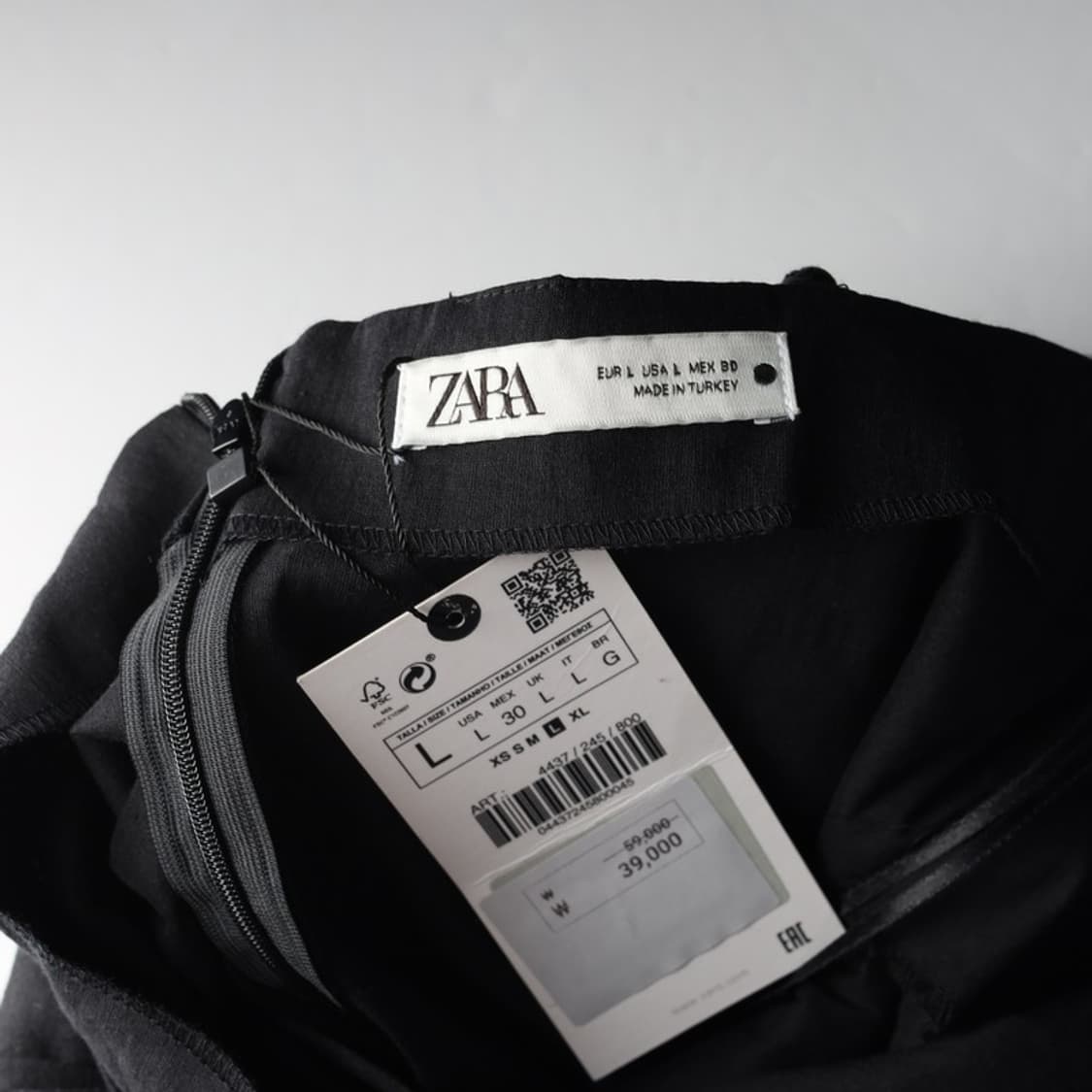 ZARA 비즈 스트랩 셔링 리넨 미니 원피스 블랙 L 상품이미지6