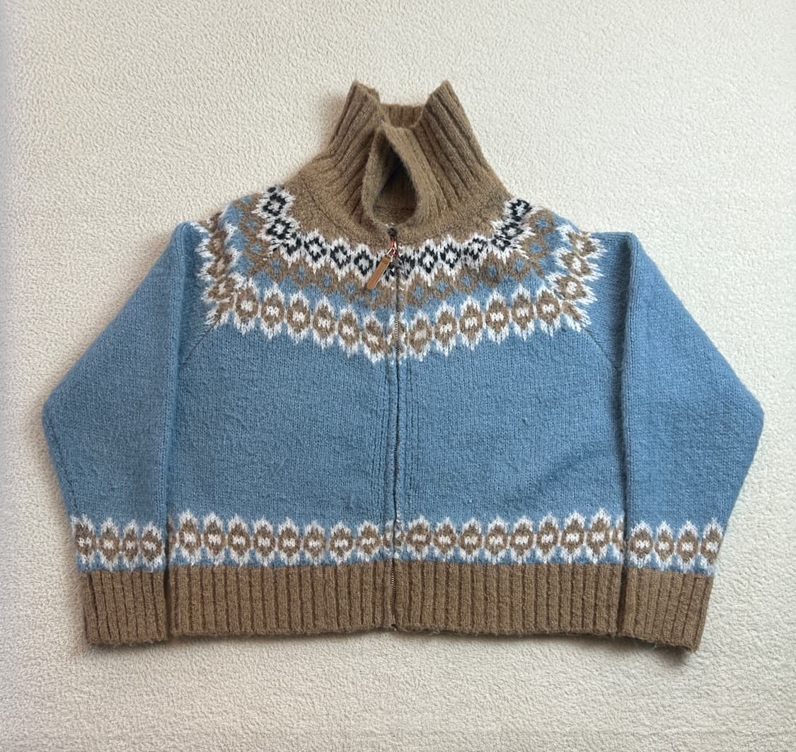 빈티지 아가일 니트집업 상품이미지1