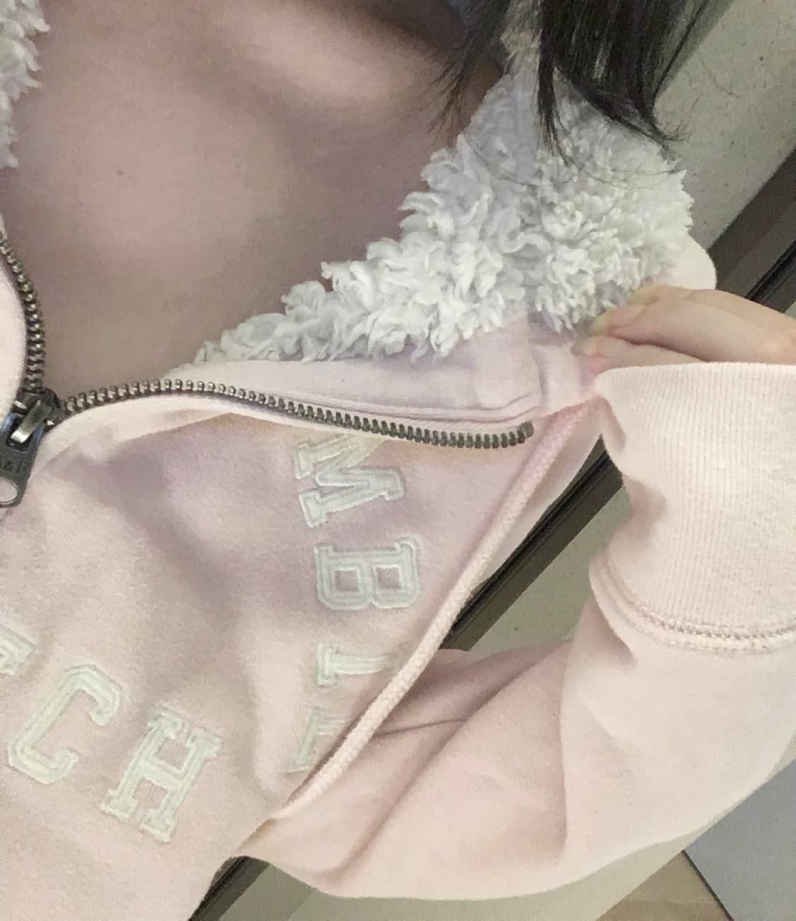 아베크롬비 연핑크 퍼 후드집업 기모 핀터레스트 히메갸루 러힙 상품이미지3